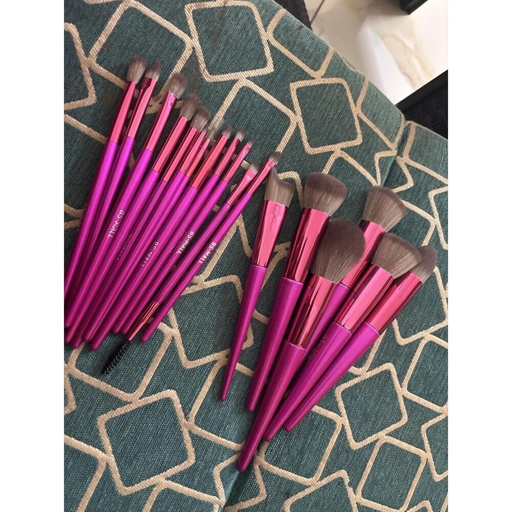 Bs-Mall 18 Pieces Pink Premium Synthetic Makeup Brush Set With Black Case